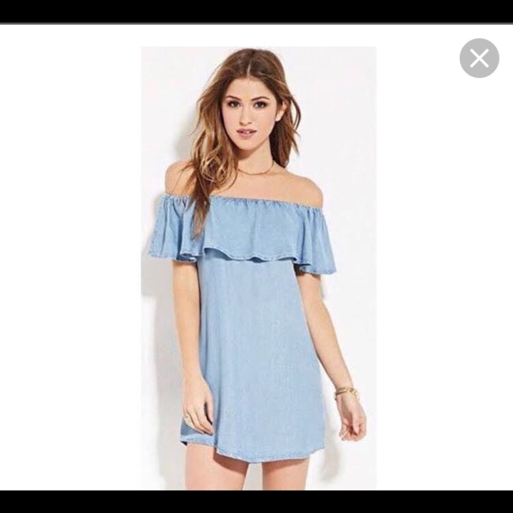 Off shoulders denim dress